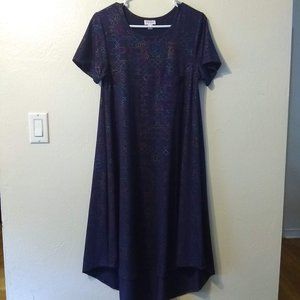 LuLaRoe Elegant Carly Eggplant w/rainbow pattern
